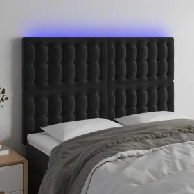 Black velvet headboard with LED lights 144x5x118/128 cm by vidaXL, Headboards and footboards - Ref: Foro24-3122908, Price: 14...