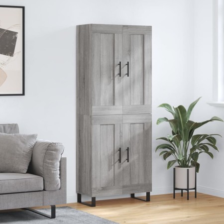 Aparador alto madera contrachapada gris sonoma 69,5x34x180 cm