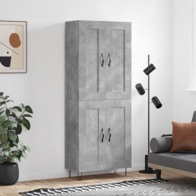 Aparador alto madera contrachapada gris hormigón 69,5x34x180 cm