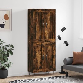 Aparador alto madera contrachapada roble ahumado 69,5x34x180 cm