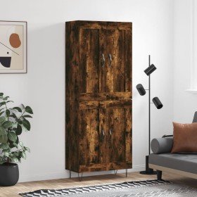 Aparador alto madera contrachapada roble ahumado 69,5x34x180 cm