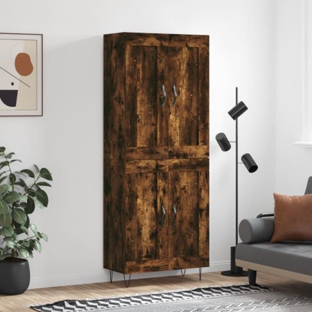 Aparador alto madera contrachapada roble ahumado 69,5x34x180 cm