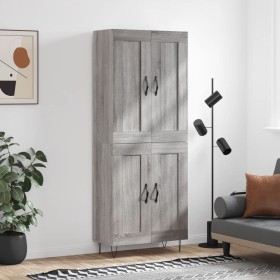 Aparador alto madera contrachapada gris sonoma 69,5x34x180 cm