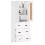 Aparador alto madera contrachapada blanco 69,5x34x180 cm