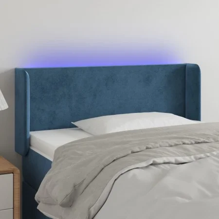LED-Kopfteil aus dunkelblauem Samt, 93 x 16 x 78/88 cm von vidaXL, Kopf- und Fußteile - Ref: Foro24-3122996, Preis: 64,32 €, ...