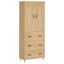 Aparador alto madera contrachapada color roble 69,5x34x180 cm