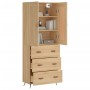 Aparador alto madera contrachapada color roble 69,5x34x180 cm