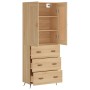 Aparador alto madera contrachapada color roble 69,5x34x180 cm