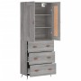 Aparador alto madera contrachapada gris sonoma 69,5x34x180 cm