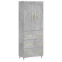 Aparador alto madera contrachapada gris hormigón 69,5x34x180 cm