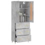 Aparador alto madera contrachapada gris hormigón 69,5x34x180 cm