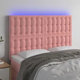 Pink velvet headboard with LED lights 144x5x118/128 cm by vidaXL, Headboards and footboards - Ref: Foro24-3122911, Price: 126...