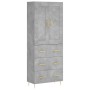 Aparador alto madera contrachapada gris hormigón 69,5x34x180 cm