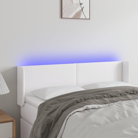 Kopfteil mit LED, weißem Kunstleder, 147 x 16 x 78/88 cm von vidaXL, Kopf- und Fußteile - Ref: Foro24-3123047, Preis: 78,03 €...