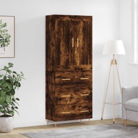 Aparador alto madera contrachapada roble ahumado 69,5x34x180 cm