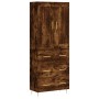 Aparador alto madera contrachapada roble ahumado 69,5x34x180 cm