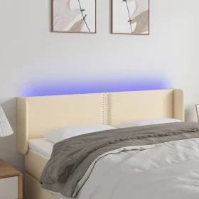 Cream fabric headboard with LED 147x16x78/88 cm by vidaXL, Headboards and footboards - Ref: Foro24-3123099, Price: 58,88 €, D...