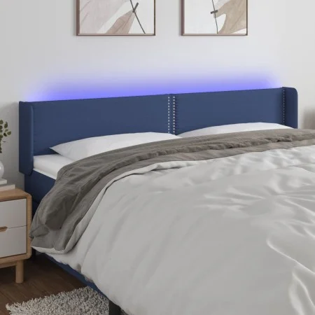 Cabecero con LED de tela azul 203x16x78/88 cm de vidaXL, Cabeceros y pies de cama - Ref: Foro24-3123124, Precio: 64,24 €, Des...