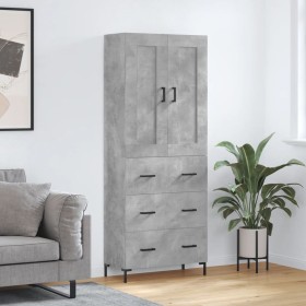 Aparador alto madera contrachapada gris hormigón 69,5x34x180 cm