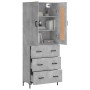 Aparador alto madera contrachapada gris hormigón 69,5x34x180 cm