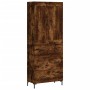 Aparador alto madera contrachapada roble ahumado 69,5x34x180 cm