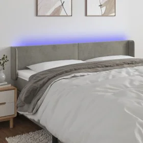 Light gray velvet headboard with LED 183x16x78/88 cm by vidaXL, Headboards and footboards - Ref: Foro24-3123016, Price: 72,38...