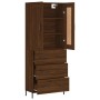 Aparador alto madera contrachapada marrón roble 69,5x34x180 cm