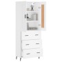 Aparador alto madera contrachapada blanco 69,5x34x180 cm