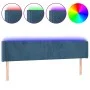 Dark blue velvet headboard with LED 203x16x78/88 cm by vidaXL, Headboards and footboards - Ref: Foro24-3123026, Price: 79,63 ...