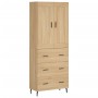 Aparador alto madera contrachapada color roble 69,5x34x180 cm