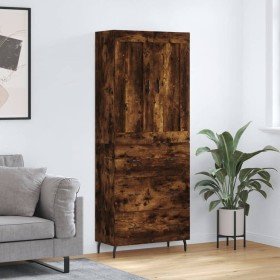 Aparador alto madera contrachapada roble ahumado 69,5x34x180 cm