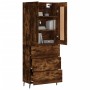 Aparador alto madera contrachapada roble ahumado 69,5x34x180 cm