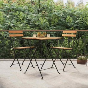 Muebles cafetería plegables 3 piezas madera maciza teca y acero