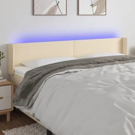 Cream fabric headboard with LED 203x16x78/88 cm by vidaXL, Headboards and footboards - Ref: Foro24-3122983, Price: 83,42 €, D...
