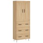 Aparador alto madera contrachapada color roble 69,5x34x180 cm