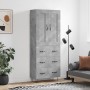 Aparador alto madera contrachapada gris hormigón 69,5x34x180 cm