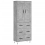 Aparador alto madera contrachapada gris hormigón 69,5x34x180 cm