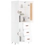 Aparador alto madera contrachapada blanco 69,5x34x180 cm