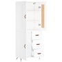 Aparador alto madera contrachapada blanco 69,5x34x180 cm