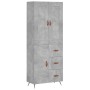 Aparador alto madera contrachapada gris hormigón 69,5x34x180 cm