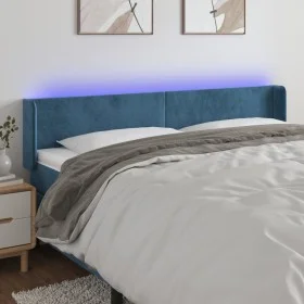 LED-Kopfteil aus dunkelblauem Samt, 163 x 16 x 78/88 cm von vidaXL, Kopf- und Fußteile - Ref: Foro24-3123014, Preis: 75,40 €,...