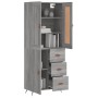 Aparador alto madera contrachapada gris sonoma 69,5x34x180 cm