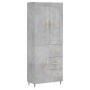 Aparador alto madera contrachapada gris hormigón 69,5x34x180 cm