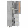 Aparador alto madera contrachapada gris hormigón 69,5x34x180 cm