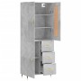 Aparador alto madera contrachapada gris hormigón 69,5x34x180 cm