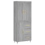 Aparador alto madera contrachapada gris sonoma 69,5x34x180 cm