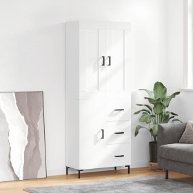 Aparador alto madera contrachapada blanco 69,5x34x180 cm