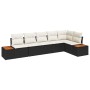 Conjunto de sofá de jardín con cojín 6 pcs Negro Poliratán