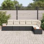 Conjunto de sofá de jardín con cojín 6 pcs Negro Poliratán
