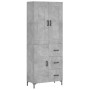Aparador alto madera contrachapada gris hormigón 69,5x34x180 cm